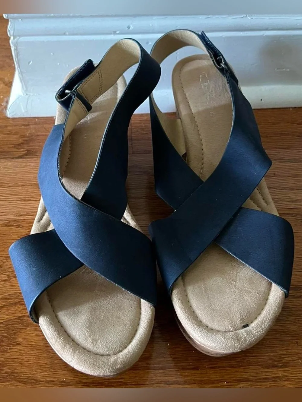 Black Crisscross Platform Wedge Sandals